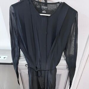 Club Monaco sheer play long sleeve silk shirt dress